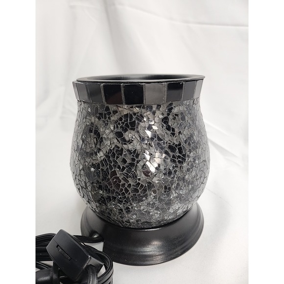 PartyLite Silver/Black Glass Swirl Wax Warmer Scent Glow Scentglow Electric - Picture 7 of 16